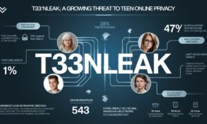 Teenager looking worried at phone screen, symbolizing online privacy breach due to T33nleak.